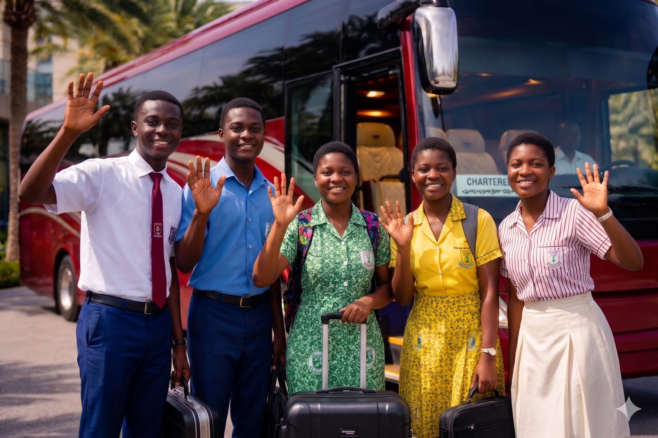 Students ready to board the bus